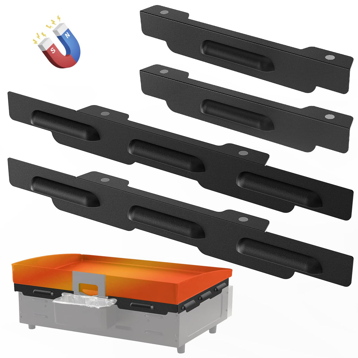 MeWeBlue wind guards attached to 22-inch Blackstone griddle top improve heat control