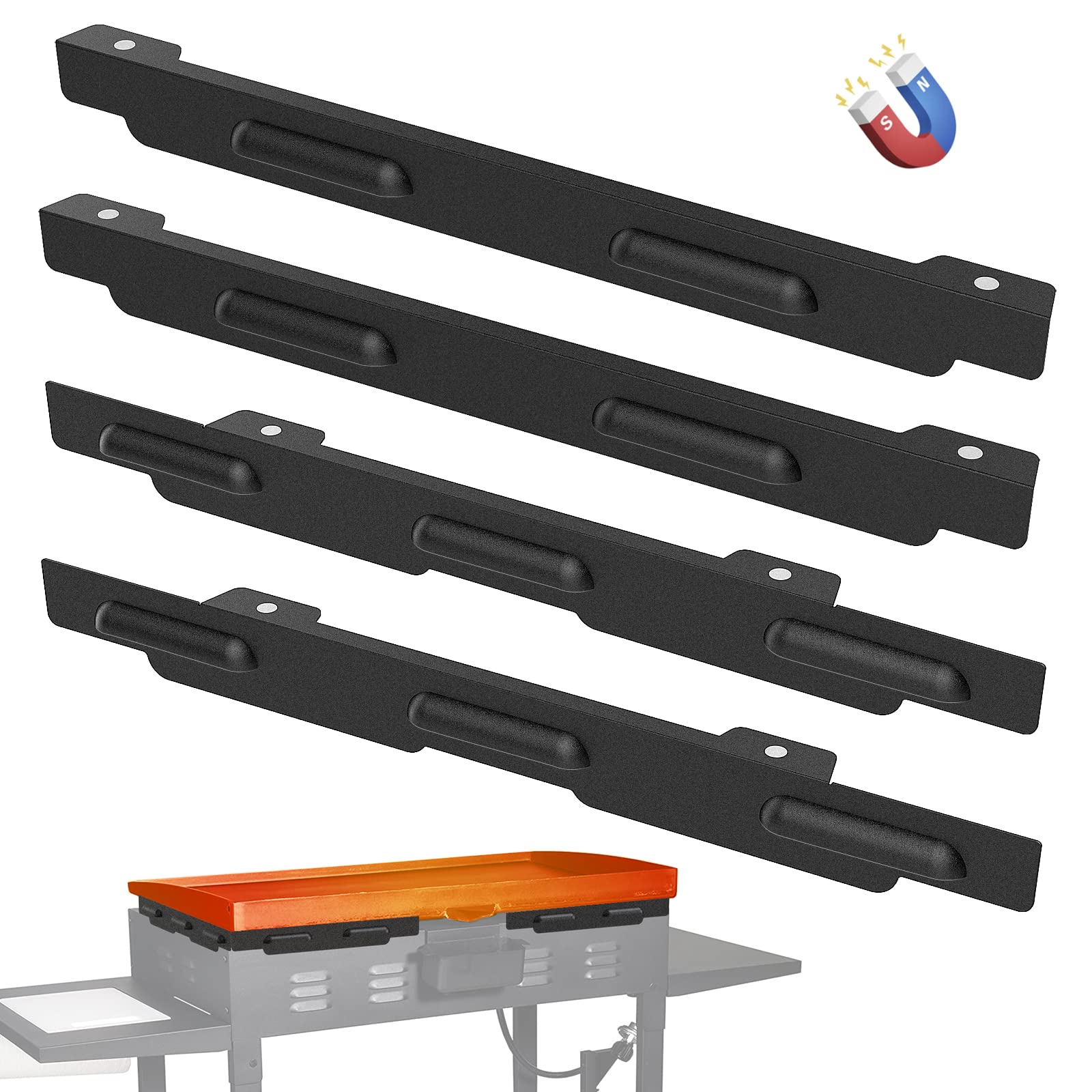 MeWeBlue wind guards mounted on a Blackstone 36-inch griddle for stable heat