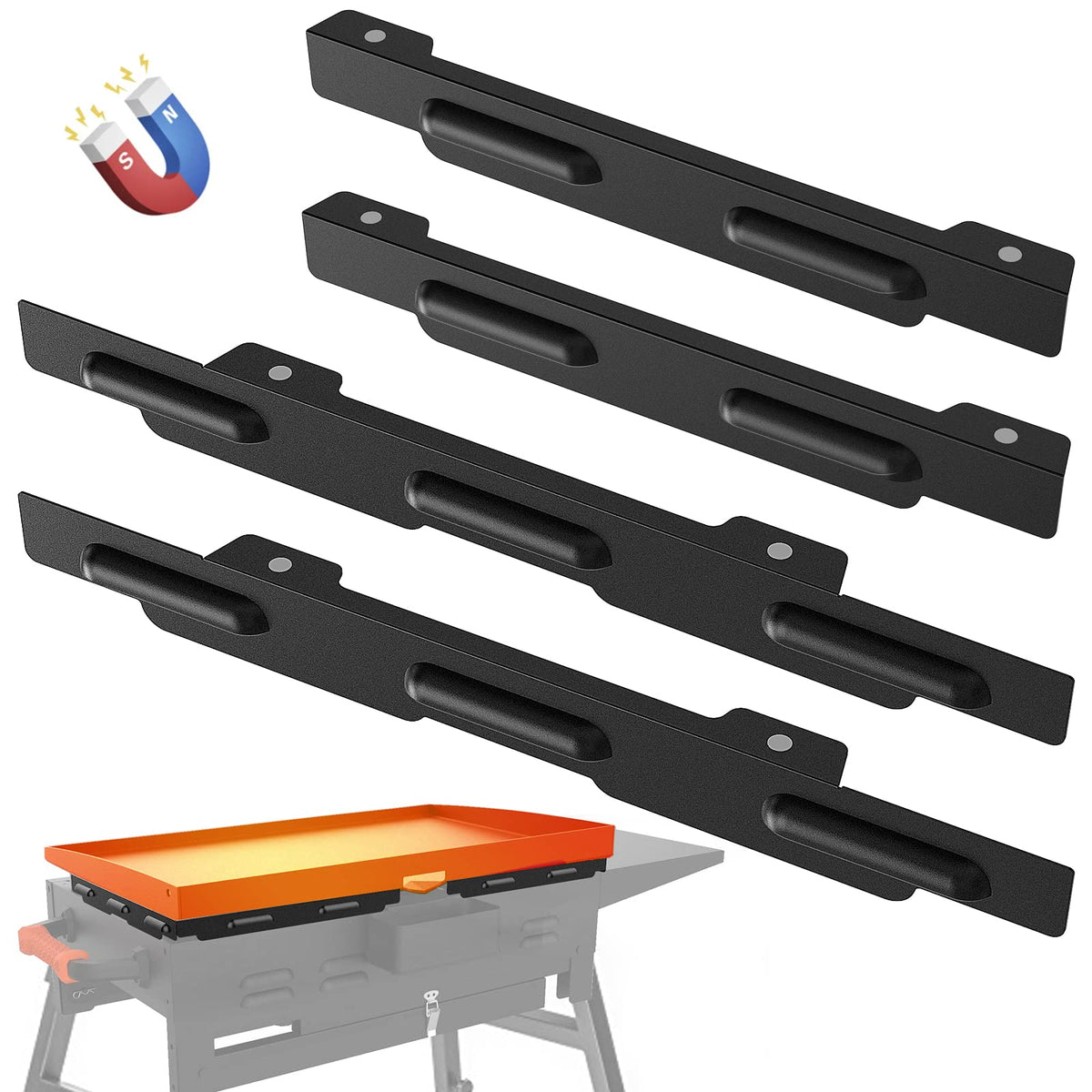 MeWeBlue wind guards on a Blackstone 28-inch griddle, improving heat retention.