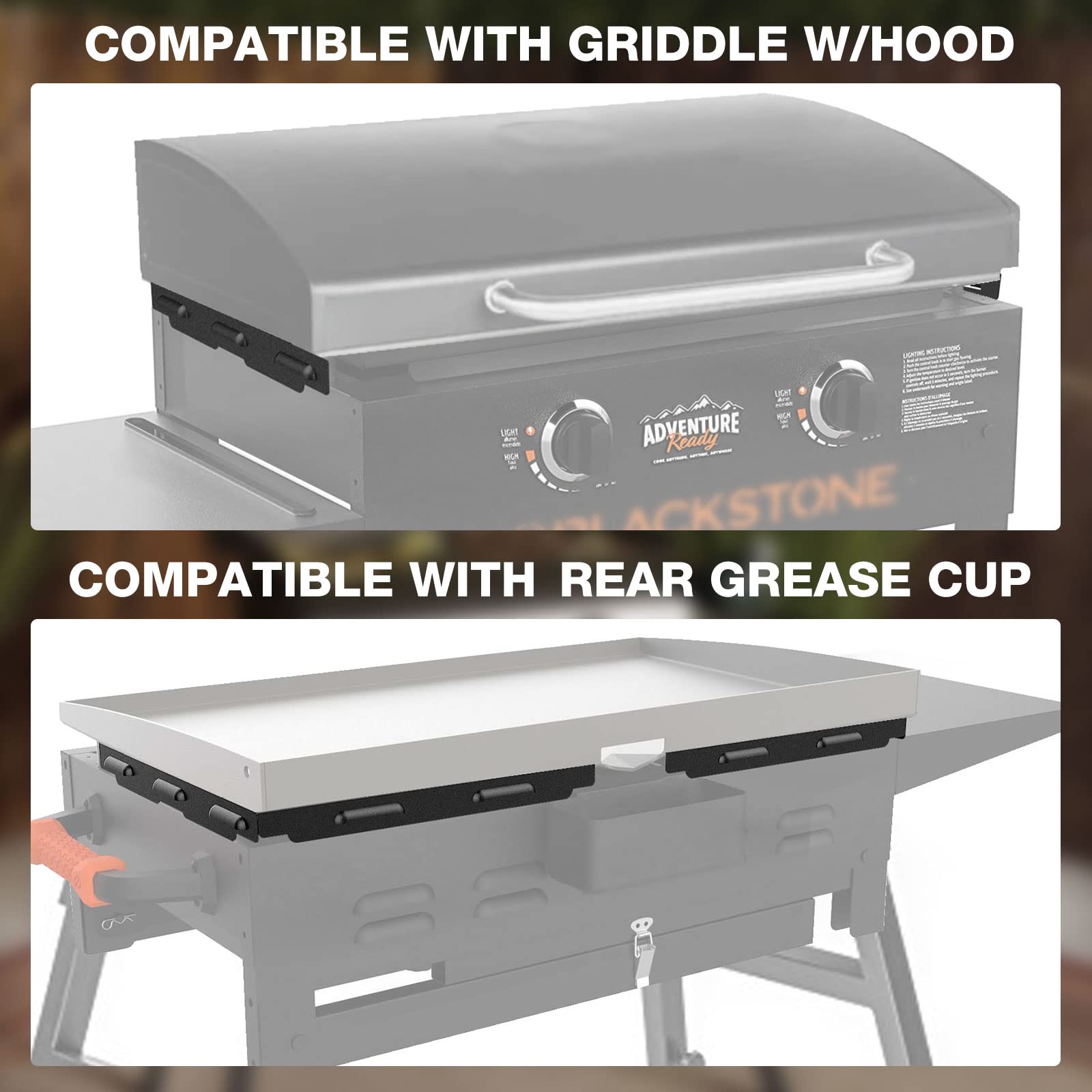 Stainless steel finish on MeWeBlue wind guards resists corrosion during outdoor cooking.