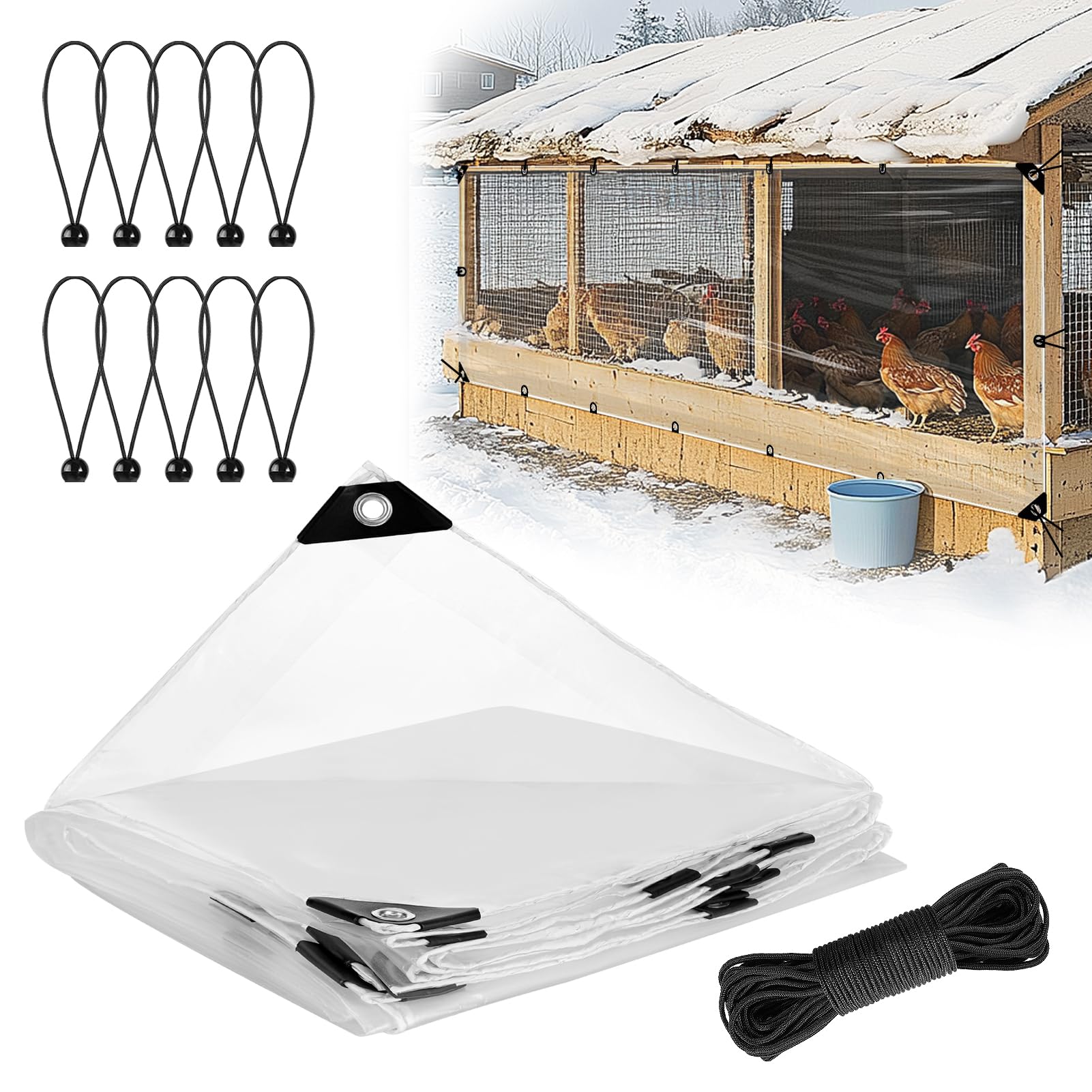 MEWTOGO winter top view chicken coop cover protects from rain and snow