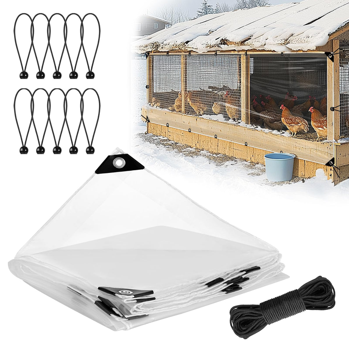 MEWTOGO winter top view chicken coop cover protects from rain and snow