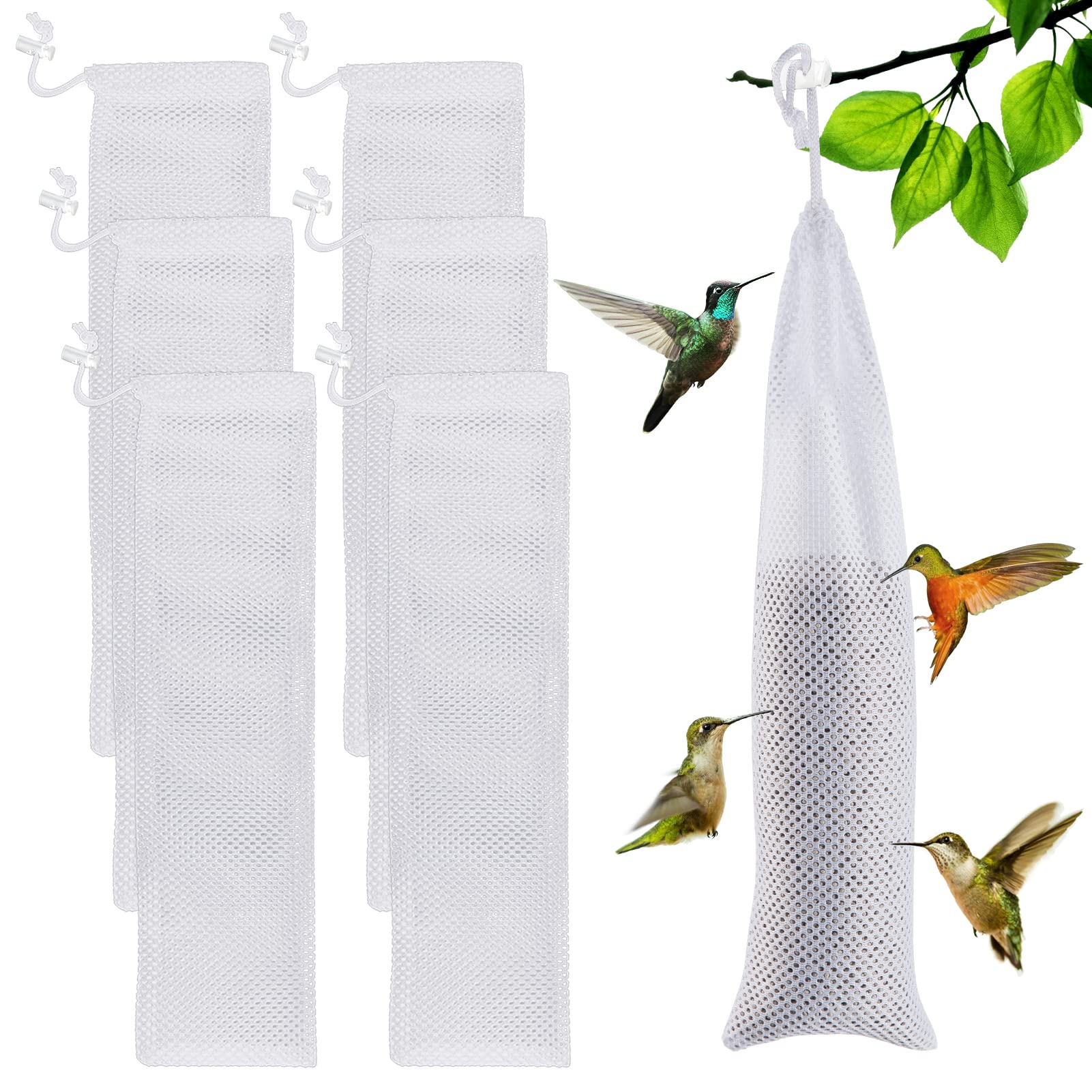 MEWTOGO Finch sock feeder 6-pack white in the yard for backyard feeding