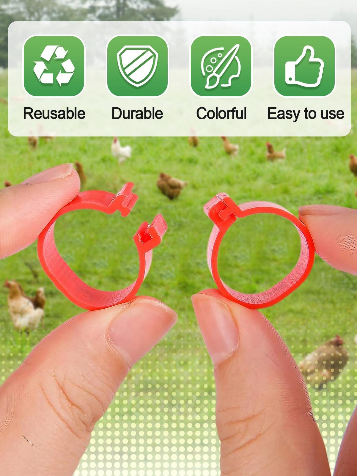 Mewtogo clip-on leg rings made of durable plastic designed for long reuse.