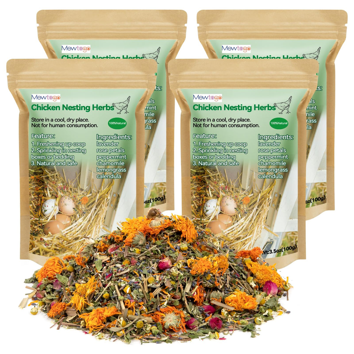 MEWTOGO nesting herbs in coop setup provide fresh scent for nesting.