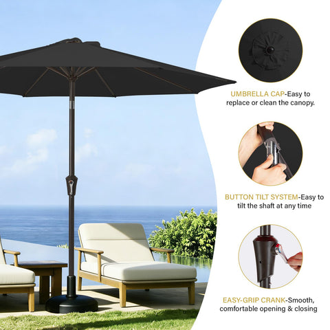Air-vented canopy on MEWAY umbrella improves airflow and stability