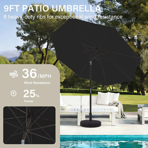 Heavy-duty 1.5-inch iron pole on MEWAY umbrella for stability
