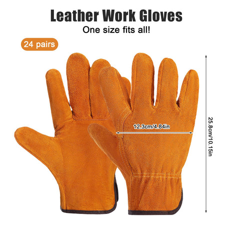 Meyeyaia cowhide gardening gloves in yellow protect hands while pruning