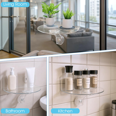 Two semi-circular Meyeyaia shelves designed for compact spaces