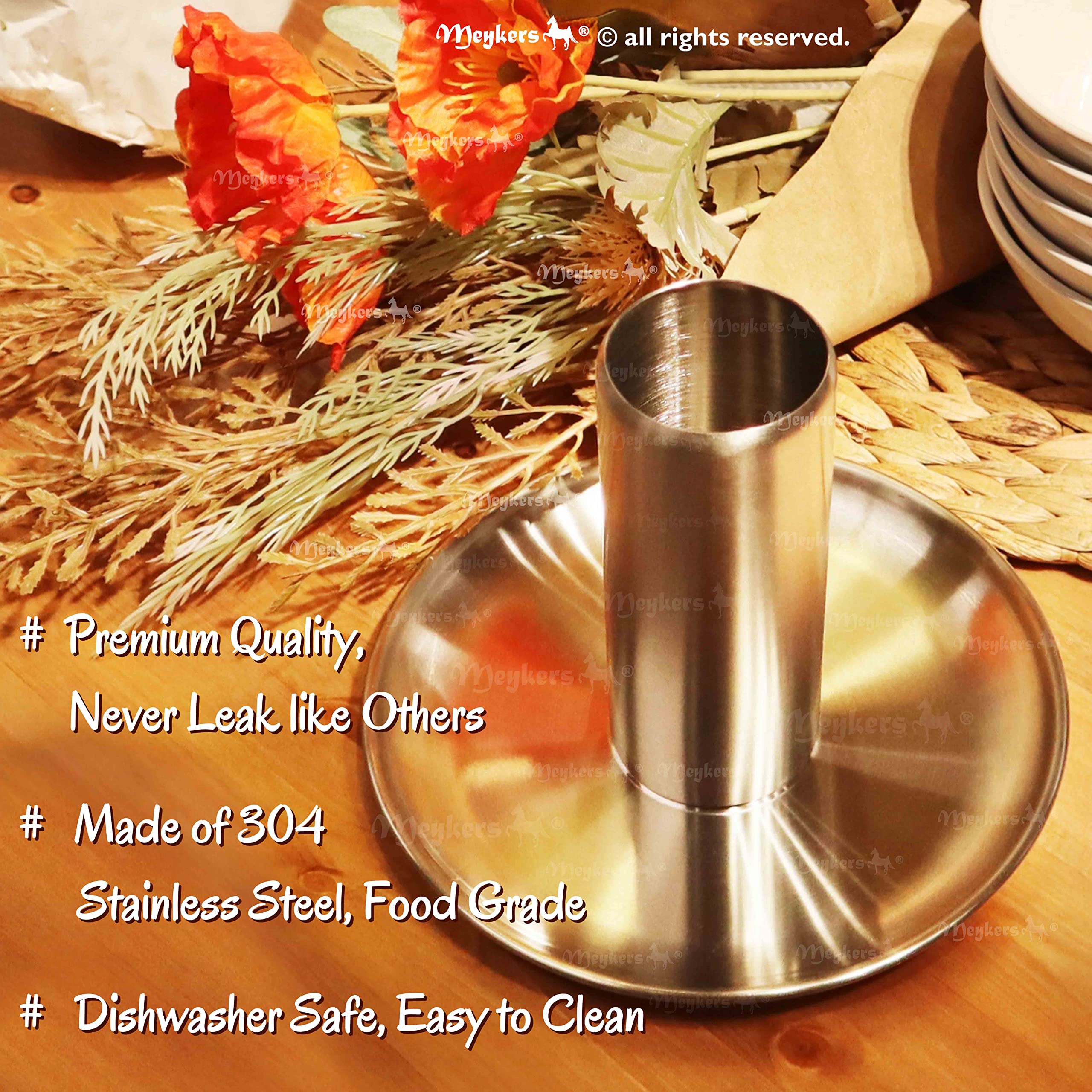 Meykers dishwasher-safe stainless steel construction for simple cleaning
