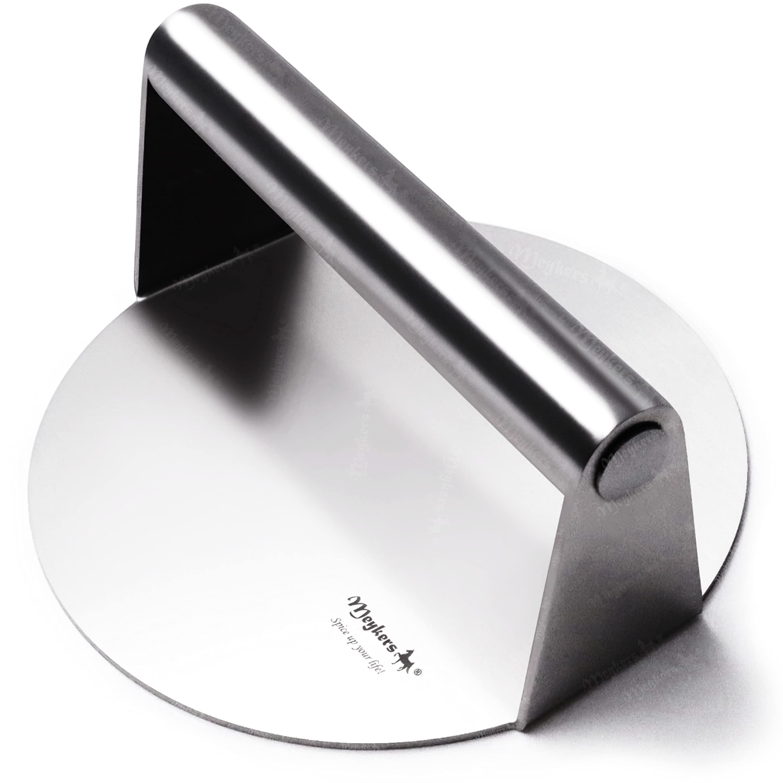 Meykers Smash Burger Press 6.3-inch overview for evenly shaped patties on any griddle.