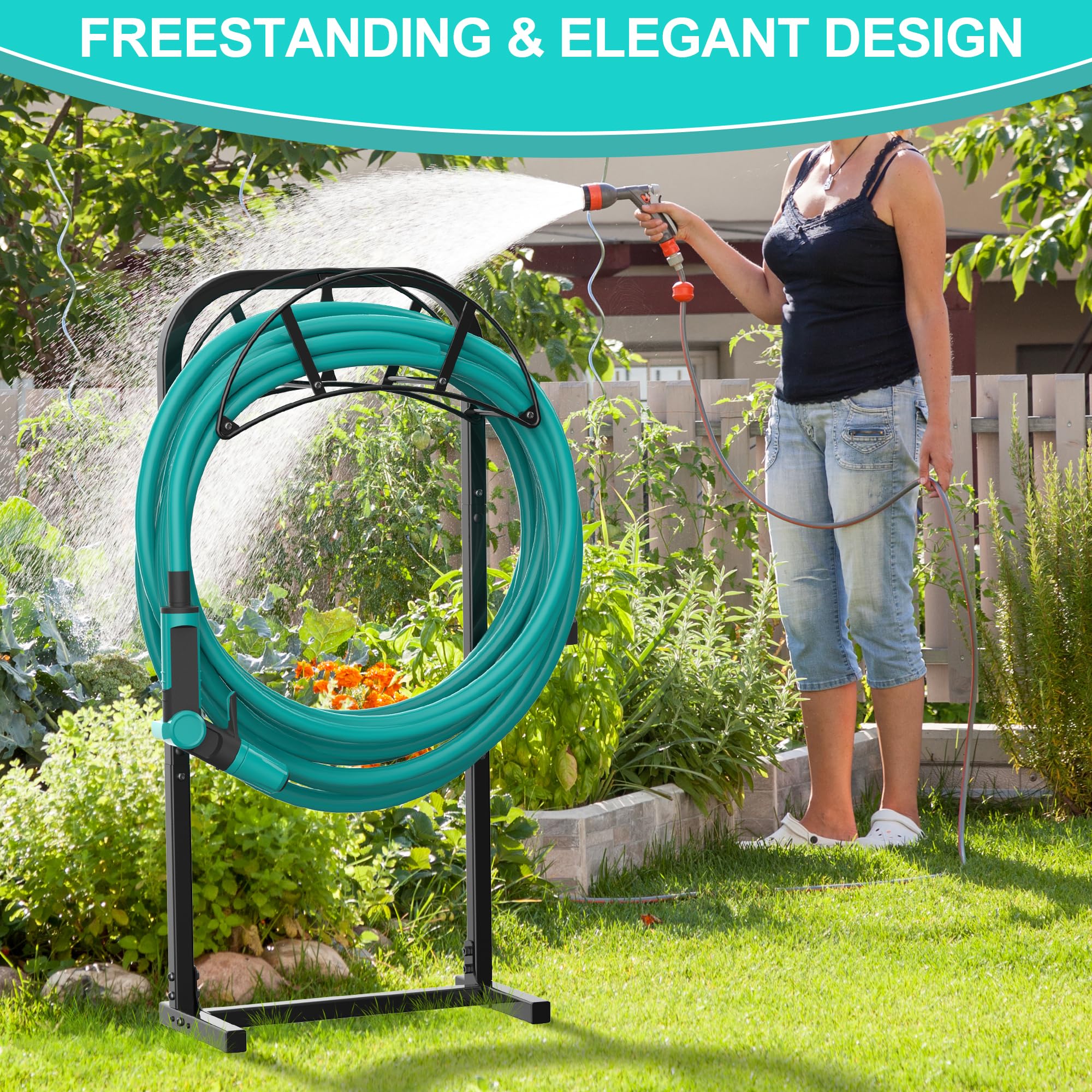 Meykwod garden hose holder in use in a yard for easy access.