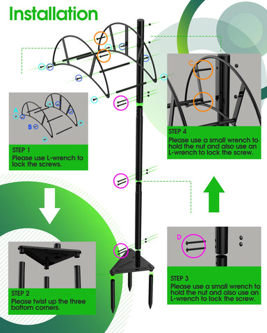 Meykwod hose stand triangular base adds stability and even load distribution.