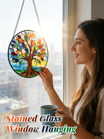 Meyocky colorful window suncatcher tree of life adds warm, inviting hues.