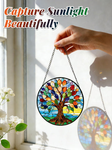 Meyocky glass panel sun catcher showcases vibrant, fade-resistant color.