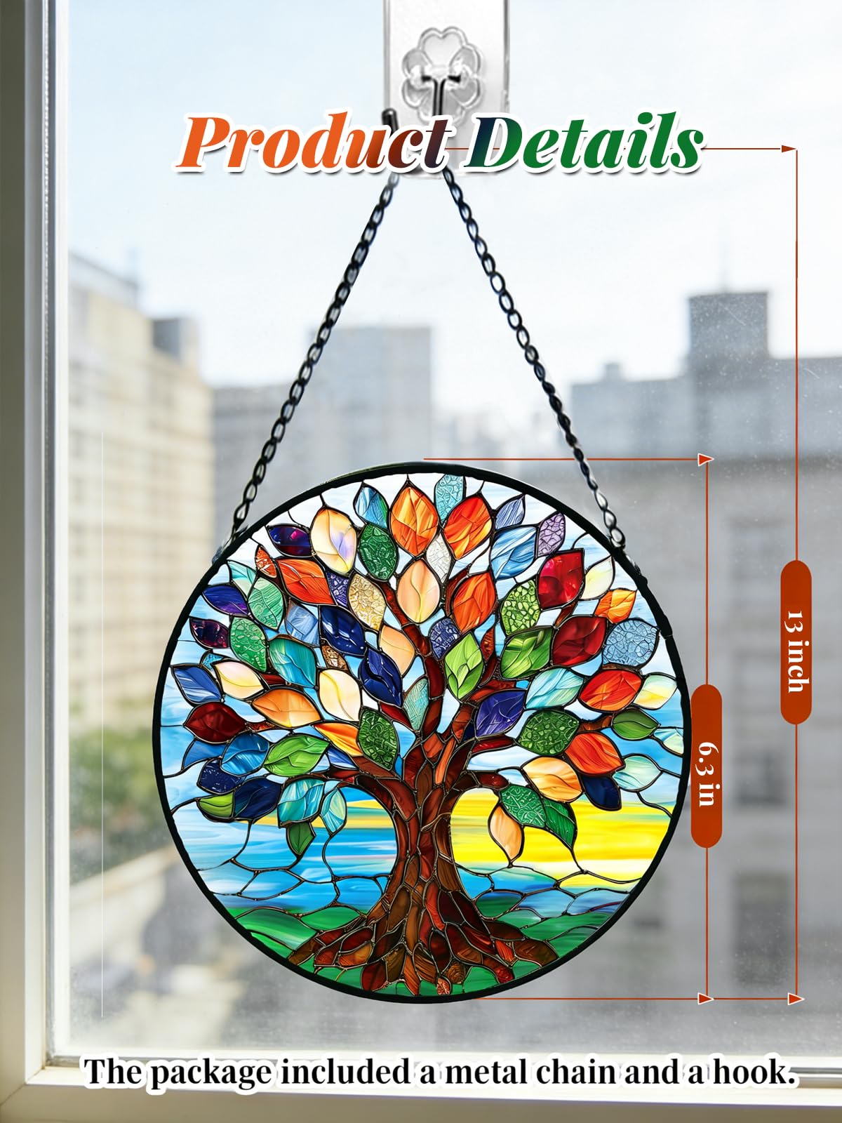 Meyocky handcrafted stained glass sun catcher adds artistic glow.