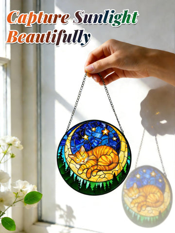 Meyocky sunlit suncatcher creates rainbow patterns on walls.