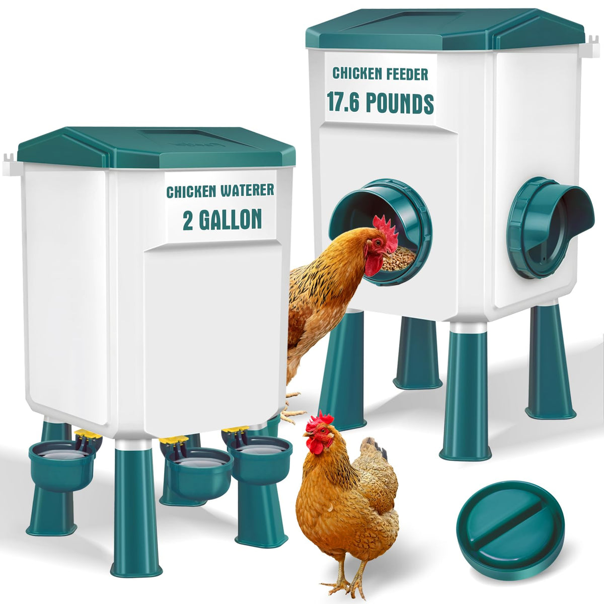 Meyoppm chicken feeder with rain cover protects feed and water from rain