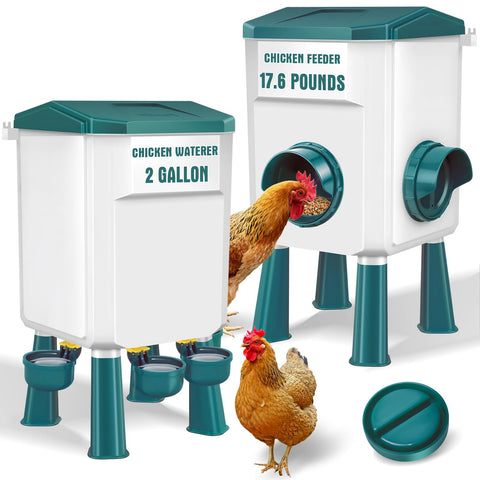 Meyoppm chicken feeder with rain cover protects feed and water from rain