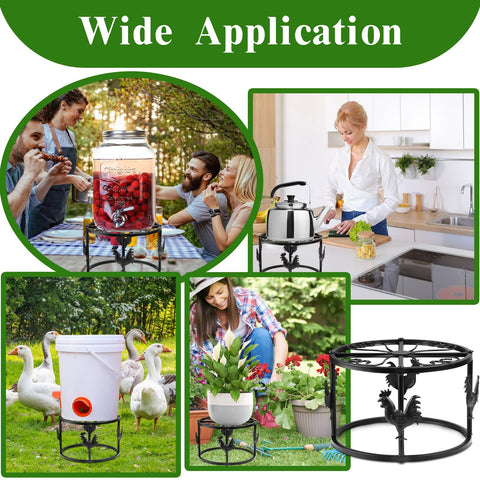 MeyRolizn black coated iron stand features stable round base for outdoor use