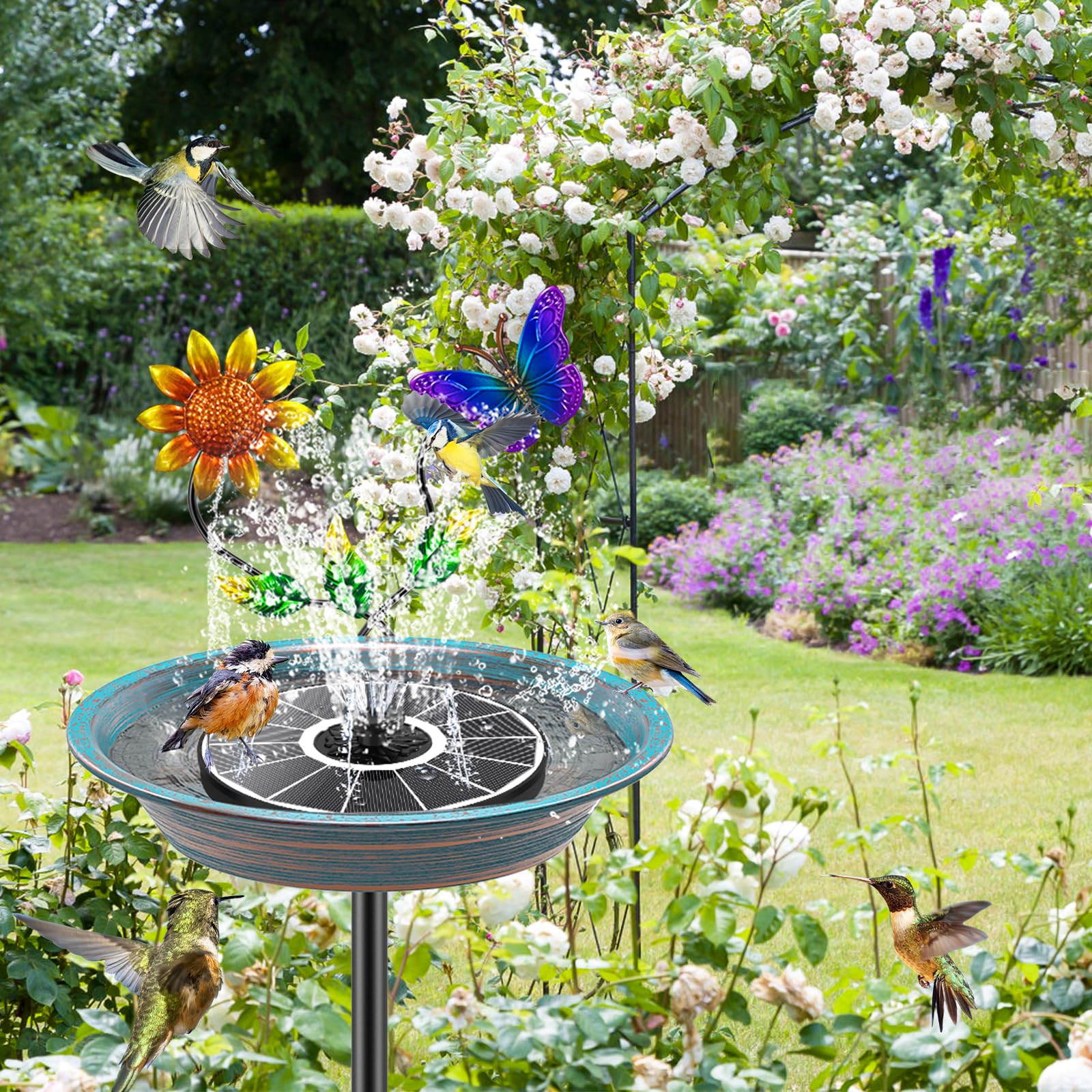 MeyRolizn bird bath sturdy base resists tipping in wind