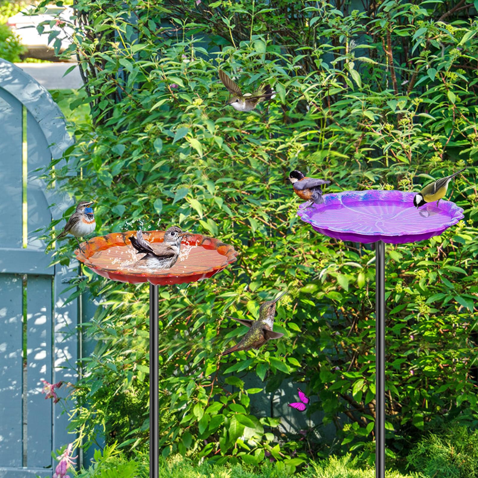 MeyRolizn 2-pack bird baths enhance outdoor decor.