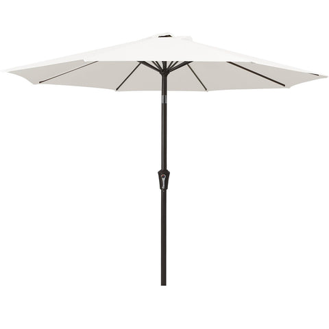 MEWAY 9ft patio umbrella with tilt and crank for flexible outdoor shading and dining.