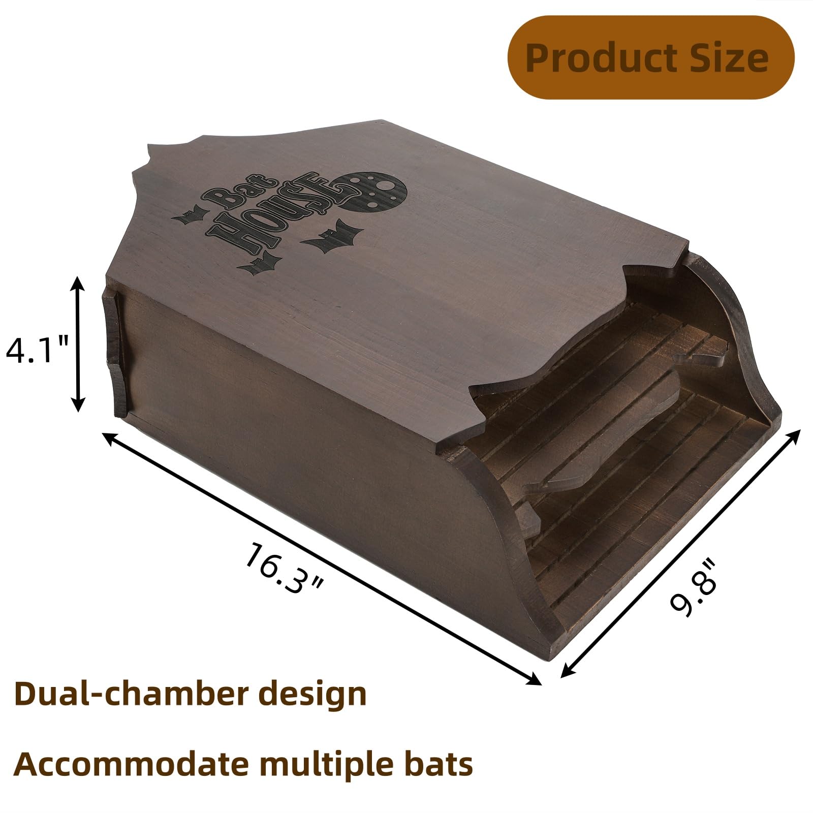 Mezchi bat house side view showing mounting clips for easy installation.