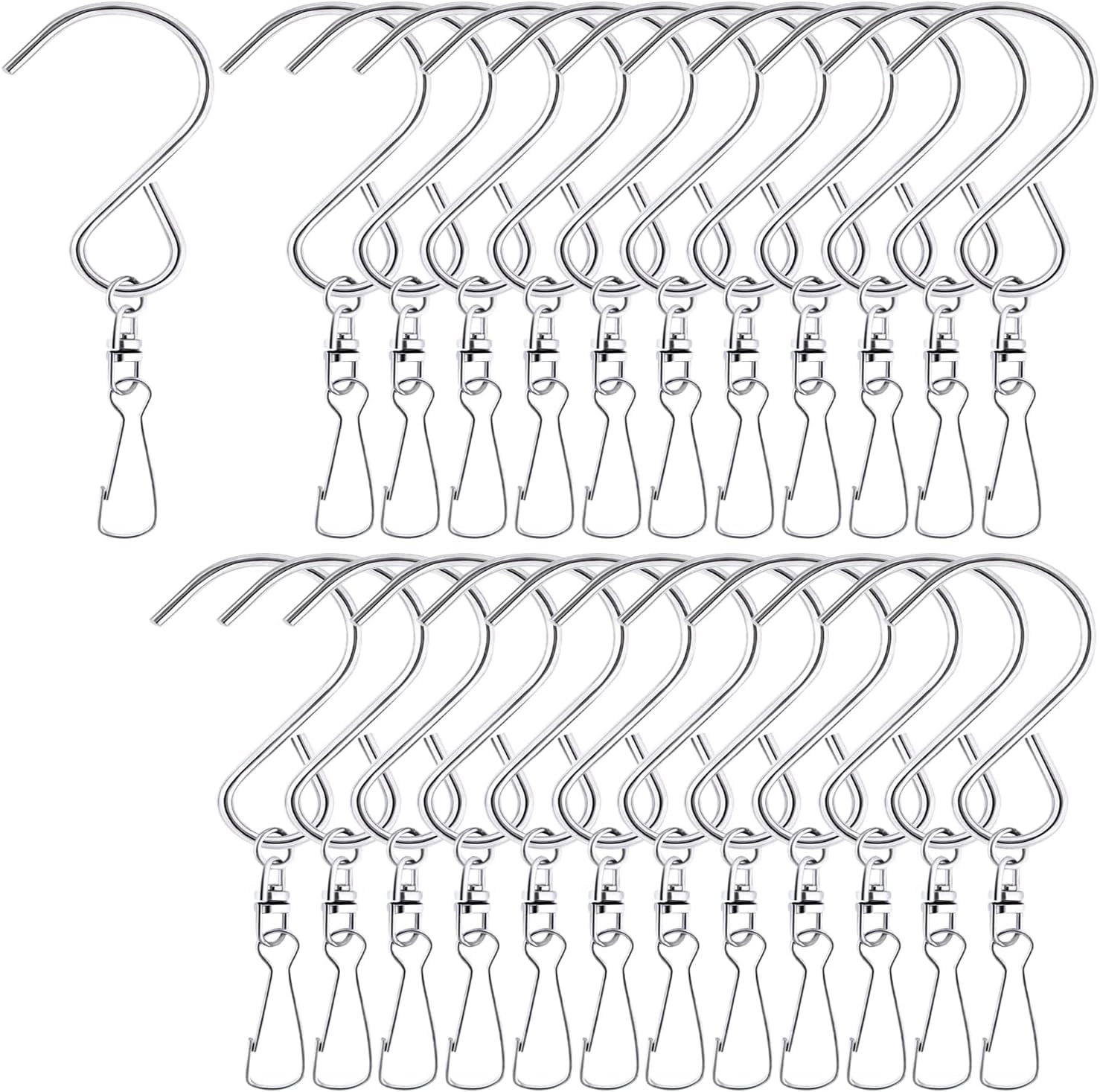 MFDSJ 24-pcs swivel clip set for versatile hanging of wind chimes and planters