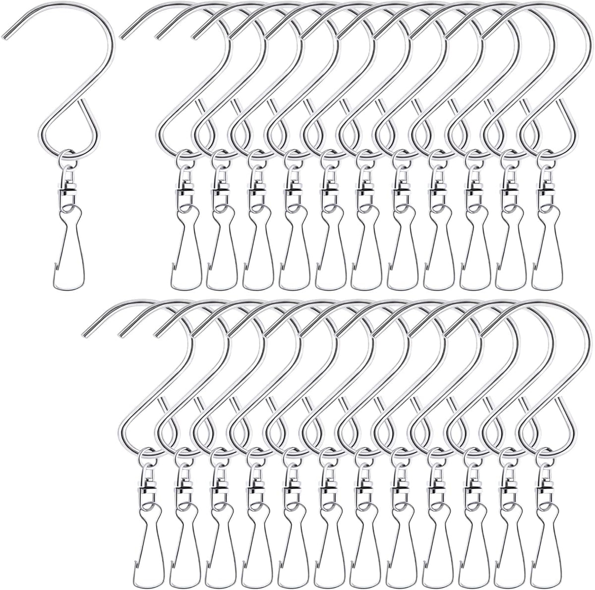 MFDSJ 24-pcs swivel clip set for versatile hanging of wind chimes and planters