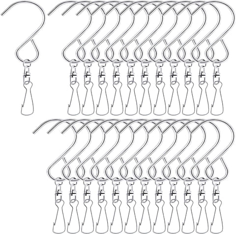 MFDSJ 24-pcs swivel clip set for versatile hanging of wind chimes and planters