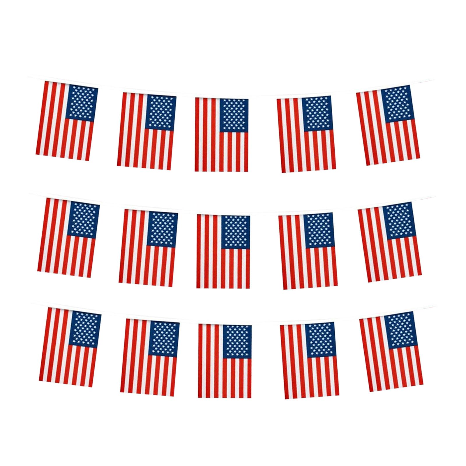 mflagperft american flag banner 38ft with 30 flags, ideal for outdoor parades