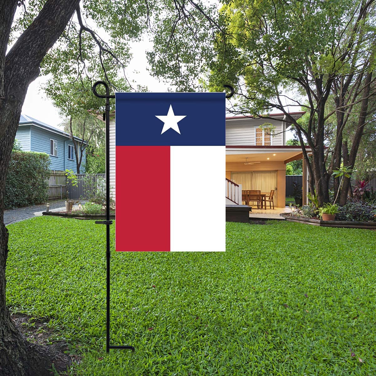 mflagperft Texas Flag Small flag yard setup on flagpole or stake.