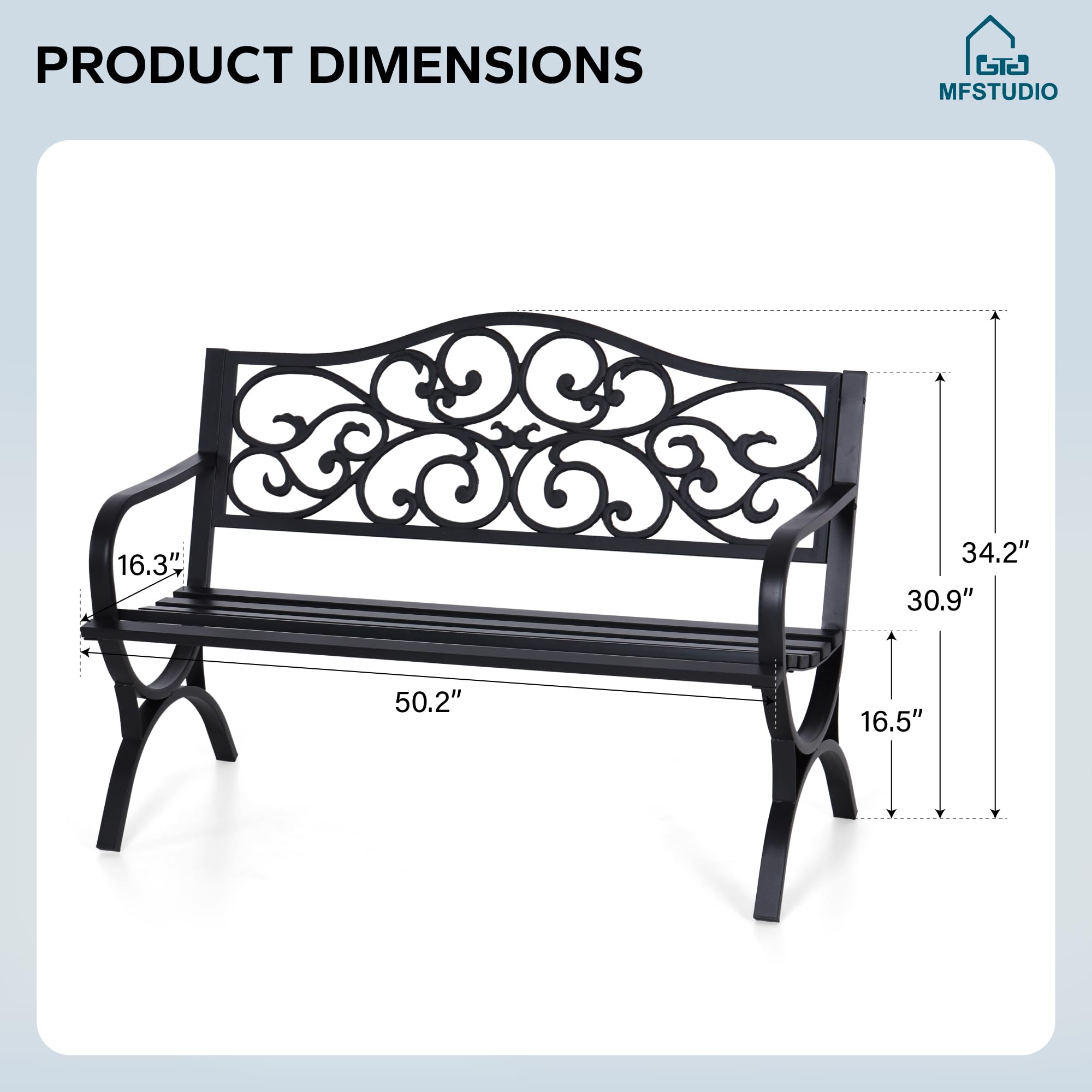 MFSTUDIO cast-iron frame backrest for durable year-round outdoor use