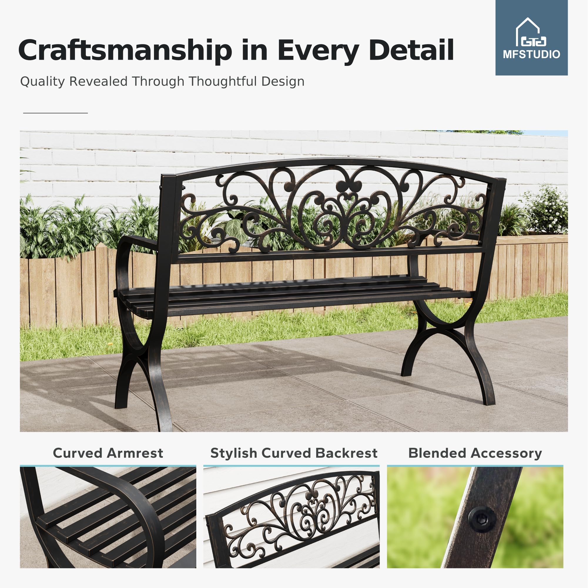 MFSTUDIO cast iron frame delivers durable, weather-resistant construction.