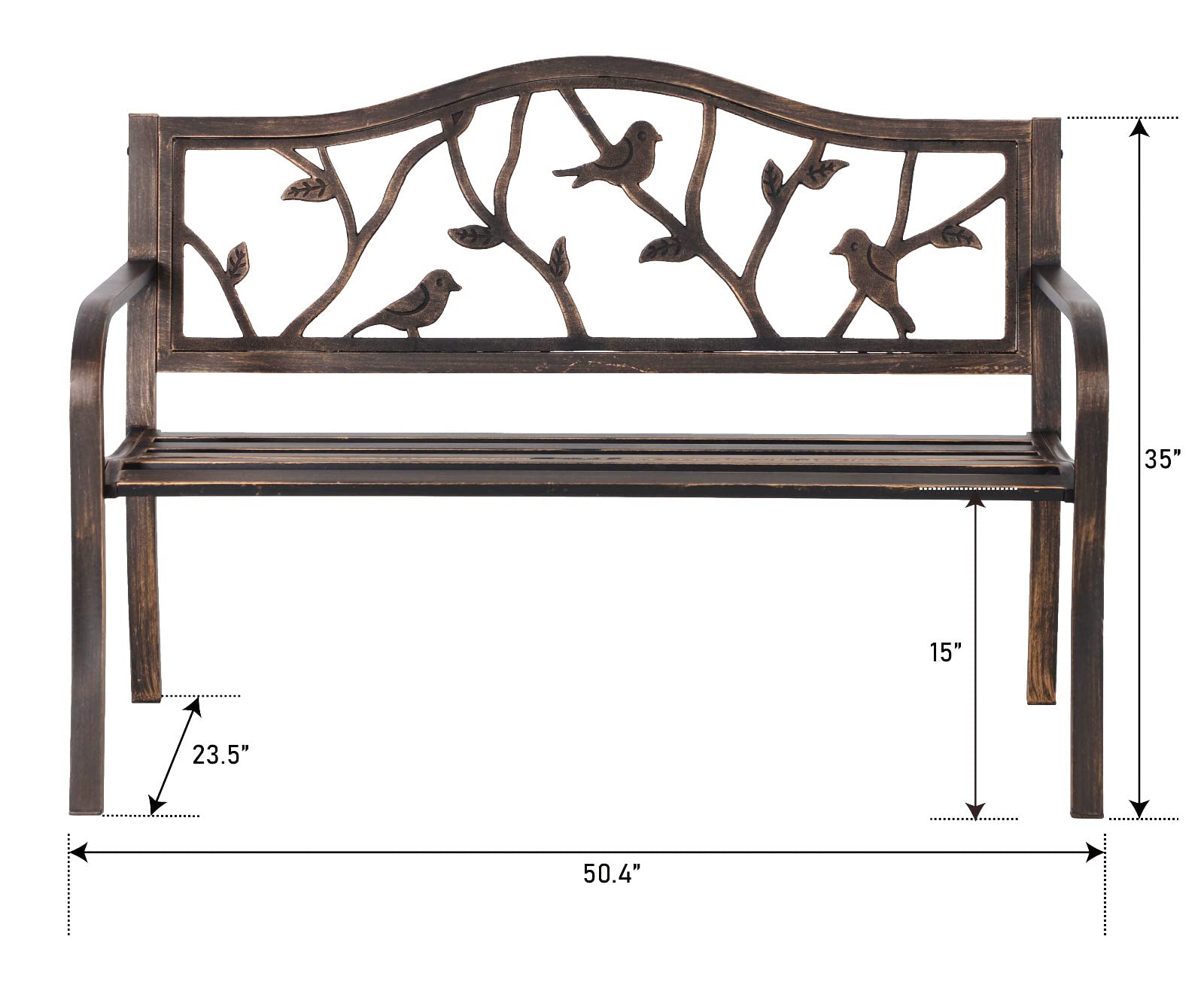 MFSTUDIO garden bench featuring e-coating for rust resistance and outdoor durability.