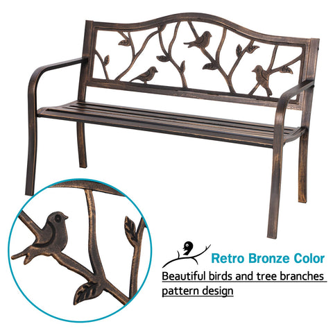 Easy-assembly MFSTUDIO outdoor bench shown ready for quick setup in about 20 minutes.