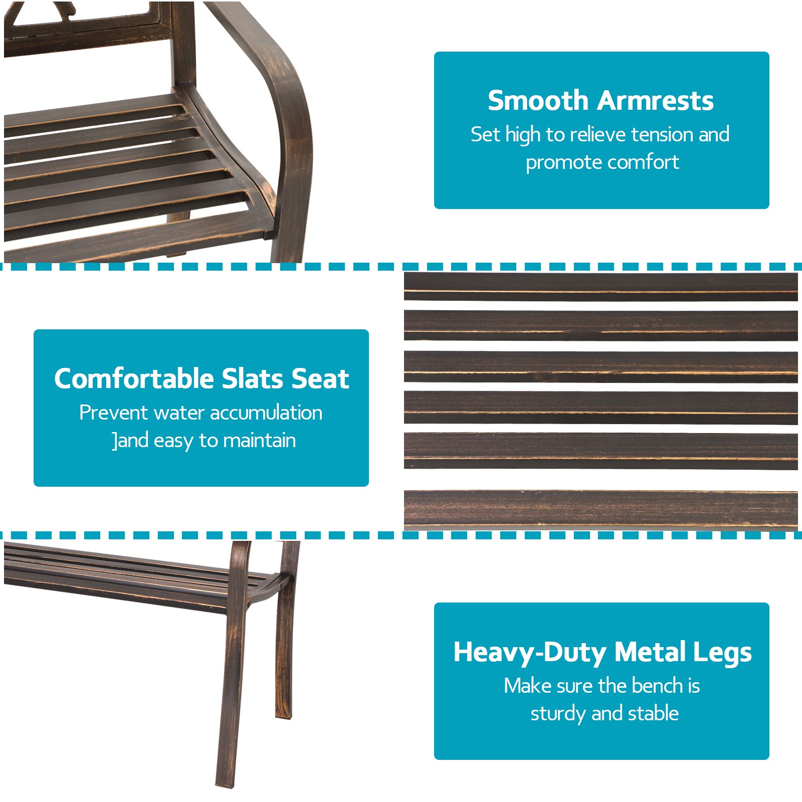MFSTUDIO bench on a porch or deck offering comfortable seating for two to three people.