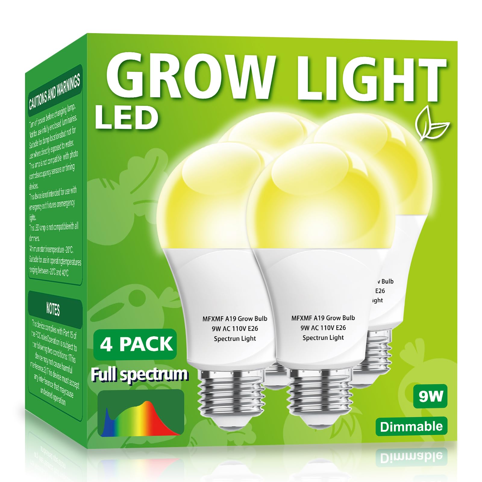 mfxmf LED A19 grow light bulbs front view showing compact, energy-efficient indoor plant lighting