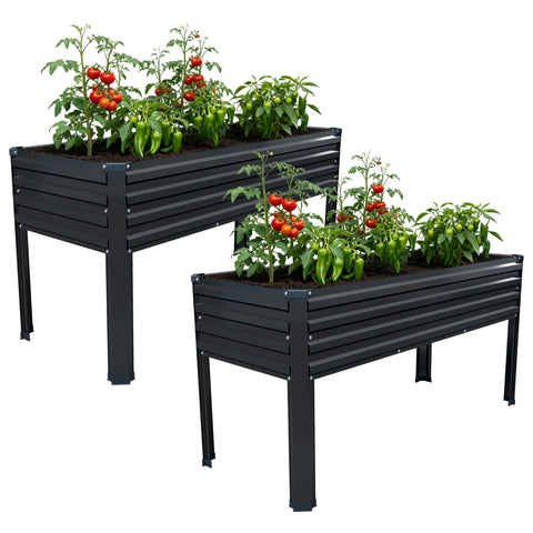 MGNO galvanized raised garden bed with legs enables easier standing-height gardening