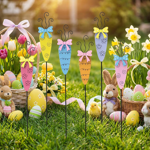 MGSYPHOME carrot-stake with floral pattern enhances flower beds with spring color
