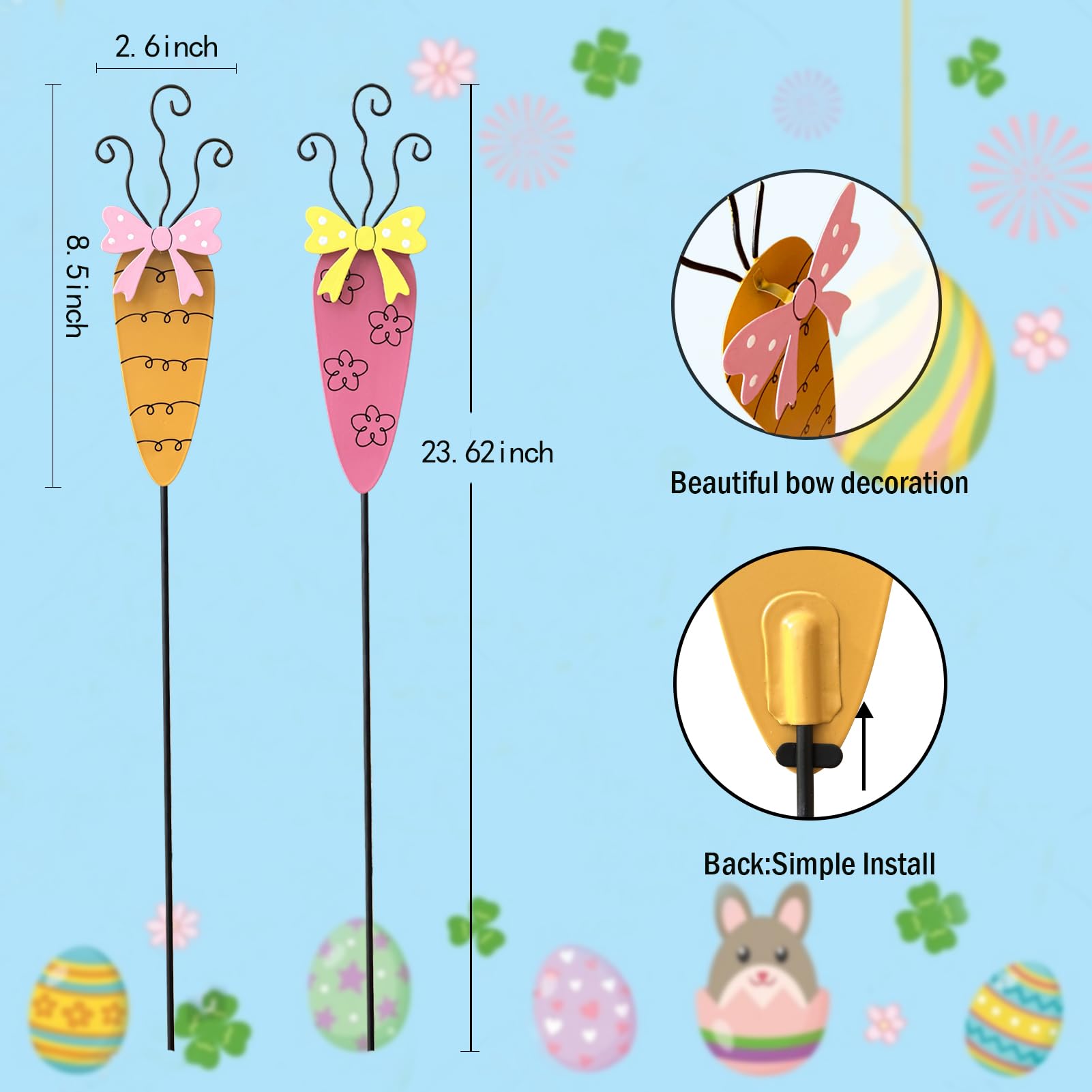 MGSYPHOME weather-resistant garden stake set for durable outdoor Easter display