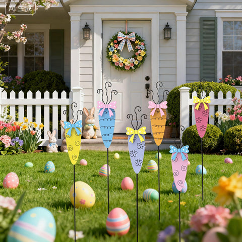 MGSYPHOME carrot flower stakes brighten front porch with seasonal cheer