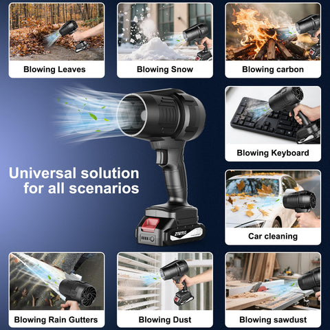 MGYM cordless blower used for keyboard dust and debris removal.