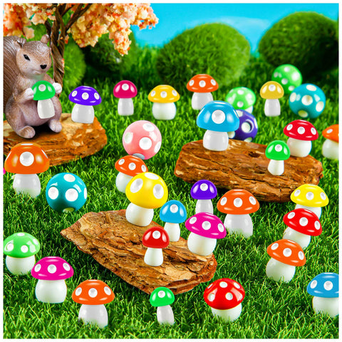 MGZTTHW 64pcs tiny mushrooms for fairy gardens to add whimsy and color