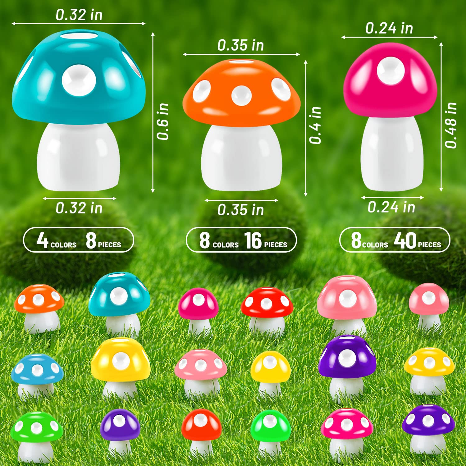 MGZTTHW colorful miniature mushrooms in resin for DIY accents