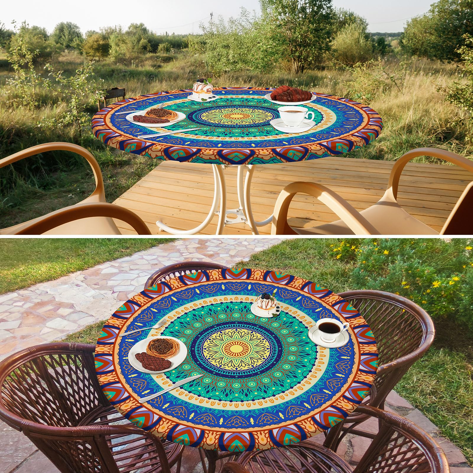 MHJY round tablecloth suitable for indoor and outdoor use on various gatherings.