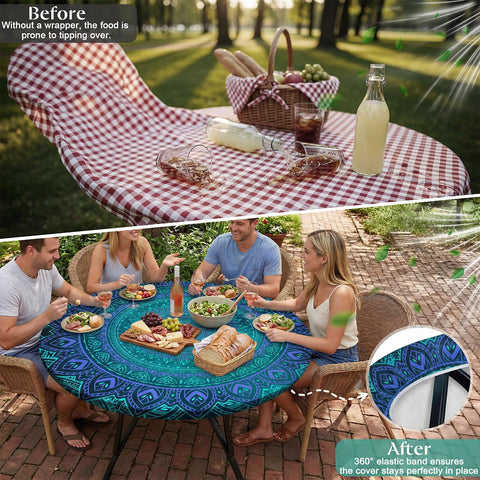 MHJY round tablecloth sizes S and M fit most round tables.
