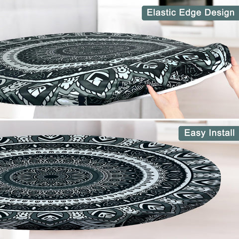 MHJY round tablecloth resists stains and wipes clean after use.