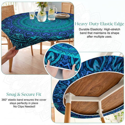 MHJY round tablecloth waterproof surface protects table during outdoor meals.